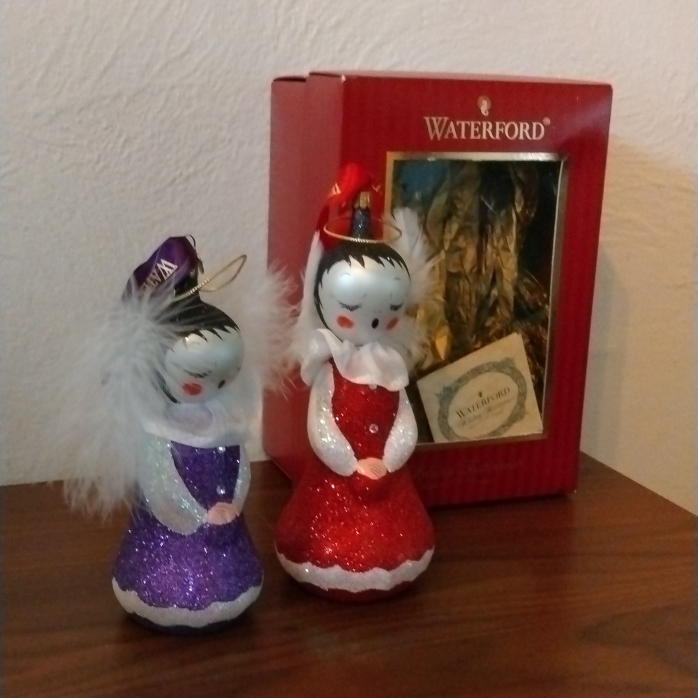 Waterford Festive Angel Ornaments in Red and Purple
